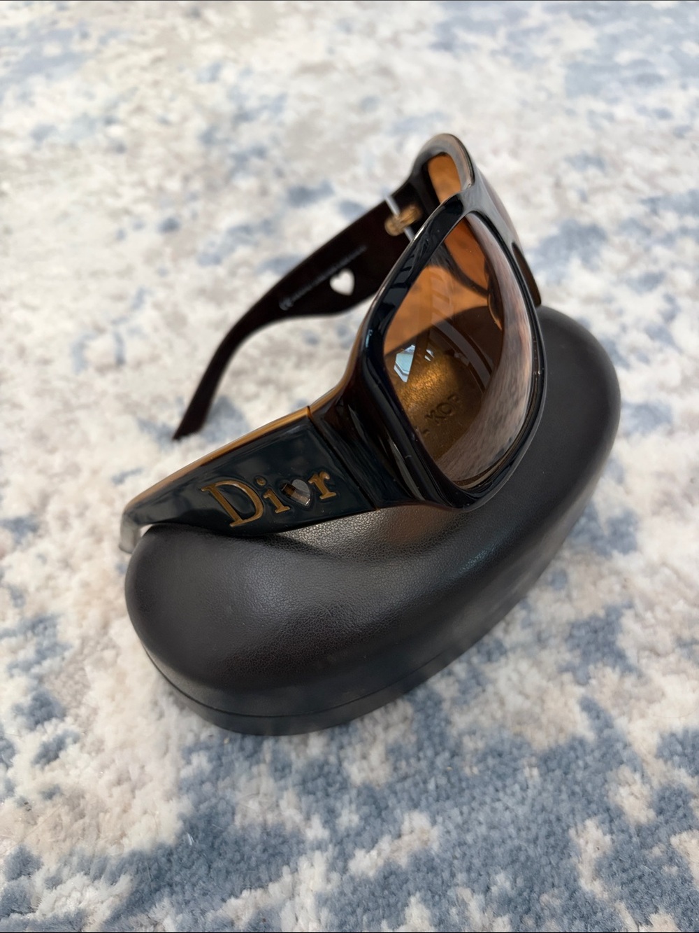 CHRISTIAN DIOR LOVINGLYDIOR1 BROWN WRAP SHAPE LOGO ARMS MADE IN ITALY SUNGLASSES